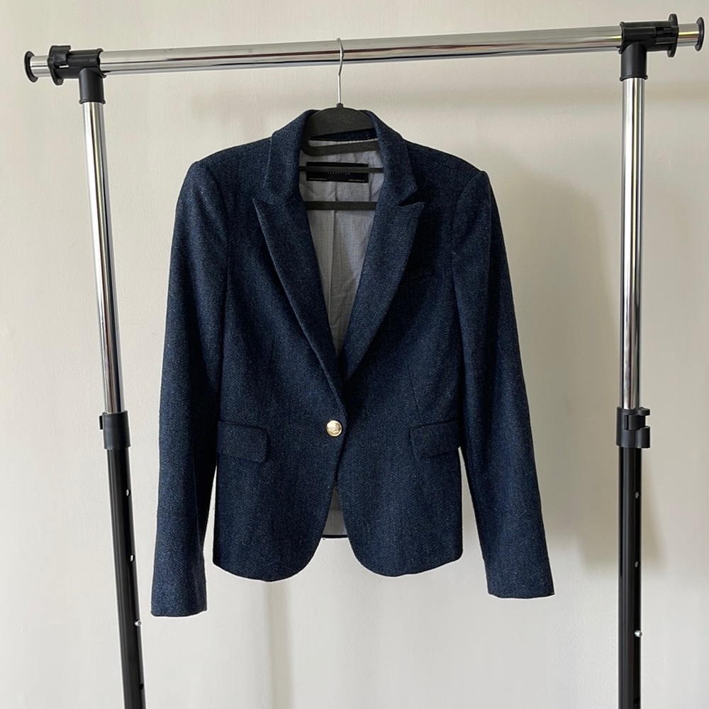 Zara navy lambswool blazer size Medium
